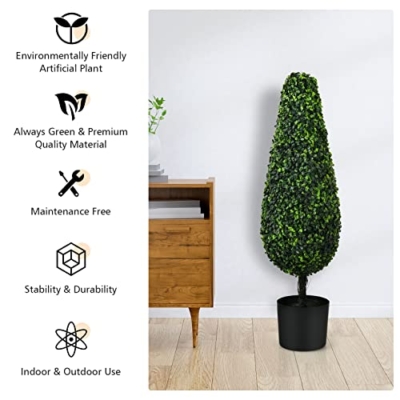 Product: Goplus 3ft Artificial Boxwood Topiary Trees - 2 Pack Faux Greenery for Indoor & Outdoor Decor