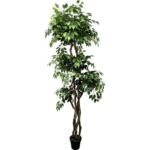 Product: Cypress & Alabaster Handmade 6.5ft 3-Tier Ficus Artificial Tree with Ethically Sourced Real Wood Trunks, Hypoallergenic, 6.5-Foot, Green