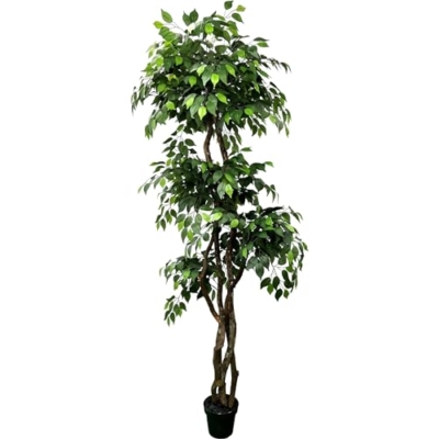 Product: Cypress & Alabaster Handmade 6.5ft 3-Tier Ficus Artificial Tree with Ethically Sourced Real Wood Trunks, Hypoallergenic, 6.5-Foot, Green