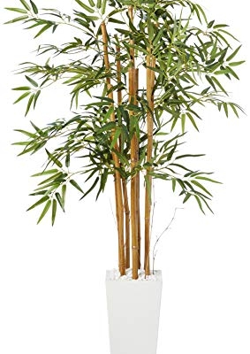 Product: Nearly Natural 5812 5’ Bamboo Artificial Tree in White Tower Planter, Green