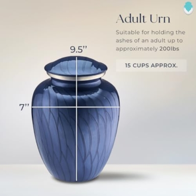 Product: Geturns Embrace Adult Personalized Doves Cremation Urns for Human Ashes I Large Pearl Cobalt Blue Funeral Urn for Adult Men and Women with Double Side Engraving I 200 lbs