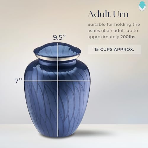 Product: Geturns Embrace Adult Personalized Doves Cremation Urns for Human Ashes I Large Pearl Cobalt Blue Funeral Urn for Adult Men and Women with Double Side Engraving I 200 lbs