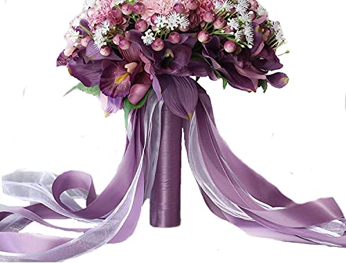 Silky Flower Store Artificial Silk Hydrangea Iris Rose Wedding Bouquet, Handmade Romantic Bridal Bouquet, 28cm 1 1 Product: KOMFGT Handmade Romantic Wedding Bouquet, Bridal Bouquet Artificial 3Pc Set Silk Wedding Bouquet Artificial Hydrangea Iris Rose Wedding Flowers, Bridal Holding Bouquets