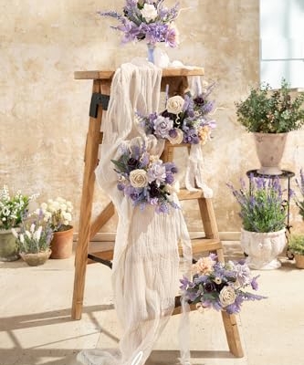 Silky Flower Store Purple Bridesmaid Bouquet Set of 4, Lavender Artificial Wedding Flowers, Silk Foam Posy, 7 Inch 11 11 Product: Ling's Moment Artificial Flowers Purple Bridesmaid Bouquet Set of 4, Lavender Wedding Flowers Bouquets for Bridesmaids, 7 Inch Bridal Bouquets for Bridesmaids, Wedding, etc