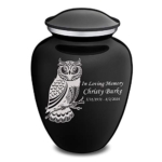 Product: Geturns Embrace Adult Personalized Owl Cremation Urns for Human Ashes I Large Black Funeral Urn for Men and Women I 200 lbs