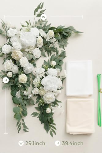 Silky Flower Store Artificial Wedding Arch Flowers Kit, White Sage Silk Floral Decor, Chiffon Drapes, 4 Piece Set, 20.5cm 6 6 Product: Ling's Moment Artificial Wedding Arch Flowers Kit Pack of 4, 2pcs Hanging Silk Flowers Arrangement 2pcs Chiffon Drapes Ceremony Spring Fake Rose Arbor Backdrop White Sage Floral Party Outdoor Decor