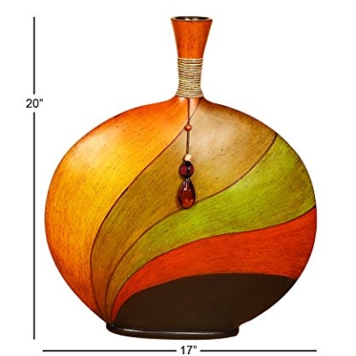 Product: Deco 79 Polystone Decorative Vase Centerpiece Vase with Crystal Accent, Flower Vase for Home Decoration 17" x 3" x 20", Multi Colored