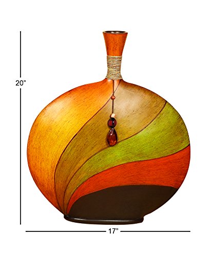 Product: Deco 79 Polystone Decorative Vase Centerpiece Vase with Crystal Accent, Flower Vase for Home Decoration 17" x 3" x 20", Multi Colored