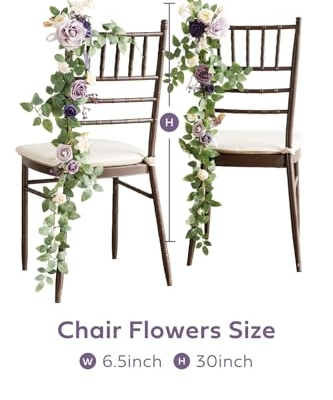 Silky Flower Store Lilac Purple Gold Wedding Chair Decorations, Aisle Floral Swag Faux Arrangement, 10pcs, 30 7 7 Product: Ling's Moment 10pcs Wedding Chair Decorations Aisle Floral Swag Artificial Pew Flowers Hanging Garland Lilac Purple Gold for Ceremony Reception Church Rose Floral Faux Arrangement Party Outdoor Decor