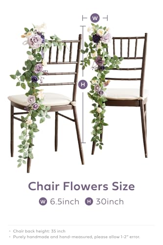 Silky Flower Store Lilac Purple Gold Wedding Chair Decorations, Aisle Floral Swag Faux Arrangement, 10pcs, 30 1 1 Product: Ling's Moment 10pcs Wedding Chair Decorations Aisle Floral Swag Artificial Pew Flowers Hanging Garland Lilac Purple Gold for Ceremony Reception Church Rose Floral Faux Arrangement Party Outdoor Decor