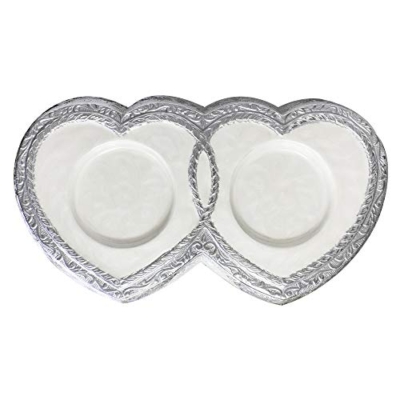 Silky Flower Store Urns for Human Ashes, Companion Funeral Cremation Urn for Two Adults, Pearl White Enamel Heart Base, 32.5cm 10 10 Product: Urns for Human Ashes, Funeral Cremation Companion Urns for Two Adults