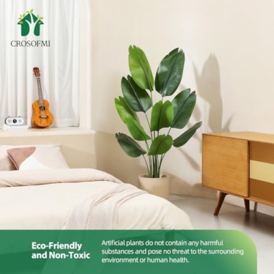 Product: CROSOFMI Artificial Bird of Paradise Plant 5 Feet Fake Tropical Palm Tree with 10 Leaves,Perfect Faux Plants in Pot for Indoor House Home Office Garden Modern Decoration Housewarming Gift,1Pack