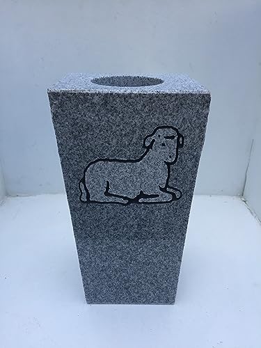 Product: Granite Memorial Vase w/Design Tapered (5"x4"x9") Gray