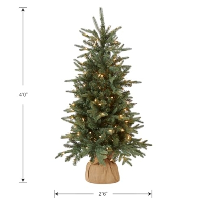 Product: National Tree Company Pre-lit Artificial Mini Christmas Tree | Includes Small Lights and Cloth Bag Base | for Tabletop or Desk | Burlap-4 ft, 4', Green