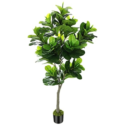Product: OXLLXO 6ft Full Artificial Fiddle Leaf Fig Tree (72in) with Plastic Nursery Pot Faux Tree, Ficus Lyrata Fake Plant for Office House Farmhouse Living Room Home Decor (Indoor/Outdoor)