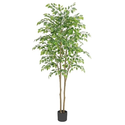 Product: Nafresh Tall UV Resistant Ficus Tree Artificial,6ft(72in) Faux Ficus Tree with Realistic Smooth and Shiny Leaves, Fake Trees Indoor Outdoor for Home Office Living Room Bedroom Foyer Porch Decor.