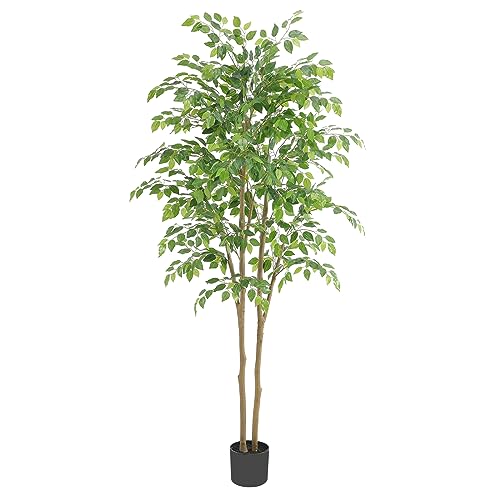 Product: Nafresh Tall UV Resistant Ficus Tree Artificial，6ft(72in) Faux Ficus Tree with Realistic Smooth and Shiny Leaves， Fake Trees Indoor Outdoor for Home Office Living Room Bedroom Foyer Porch Decor.