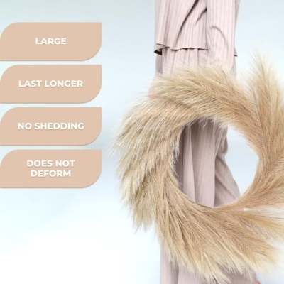 Silky Flower Store Artificial Pampas Wreath, Taupe Gray Boho Decor, Rattan Base, 34cm 11 11 Product: Pampas Wreath (Taupe Gray, 34")