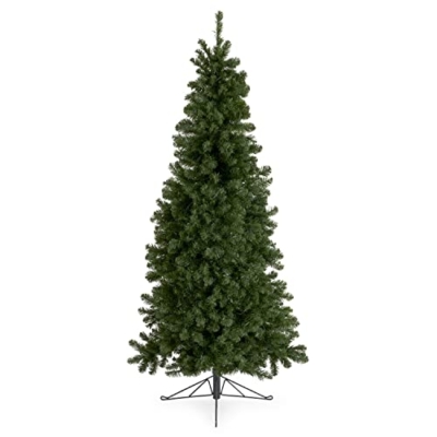 Product: Home Heritage Half Pine 7 Foot Pre-Lit Artificial Christmas Tree Holiday Decor with 150 Warm White LED Lights and Stand, Green