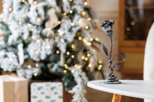 Silky Flower Store Hand Forged Metal Rose Iron Anniversary Flower, Decorative Stand, Wedding Gift for Her, 29cm 7 7 Product: Hand Forged Metal Rose - Iron Anniversary Flower with Decorative Stand - 6th/11th Year Wedding Gift for Her