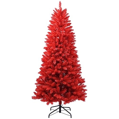 Product: Maylaviu 7FT Artificial Full Christmas Tree, Unlit - Faux Red Christmas Tree for Front Door, Porch, Entryway Xmas Home Decorations - Fake Xmas Tree with 1066 Branch Tips