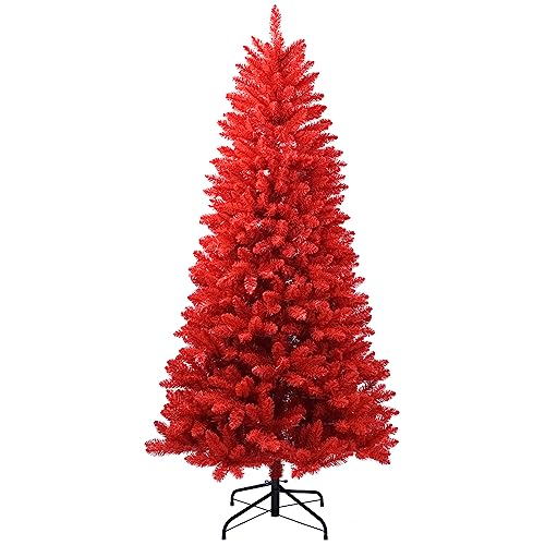 Maylaviu 7FT Artificial Full Christmas Tree, Unlit - Faux Red Christmas Tree for Front Door, Porch, Entryway Xmas Home Decorations - Fake Xmas Tree with 1066 Branch Tips - Artificial Flower Arrangements Product: Maylaviu 7FT Artificial Full Christmas Tree, Unlit - Faux Red Christmas Tree for Front Door, Porch, Entryway Xmas Home Decorations - Fake Xmas Tree with 1066 Branch Tips