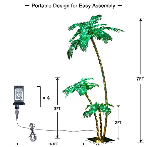 Product: Lighted Palm Tree 7FT 3FT 2FT Artificial Palm Tree Decor for Outdoor 218 LED Light up Fake Tree for Indoor Outside Patio Hawaiian Tiki Bar Decoration