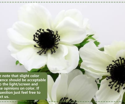 Silky Flower Store Artificial White Anemone Faux Stems, 6 Pack Artificial Flowers, UV Resistant Decorative Floral Stems 57cm 10 10 Product: Artificial Plants & Flowers 22.4" Anemone Faux Stems Blossom Tall Plant Outdoor Floral Arrangement Rustic Decoration Crafts Home Decor Holiday Wedding Parties 6Packs(Anemone White Flowers)