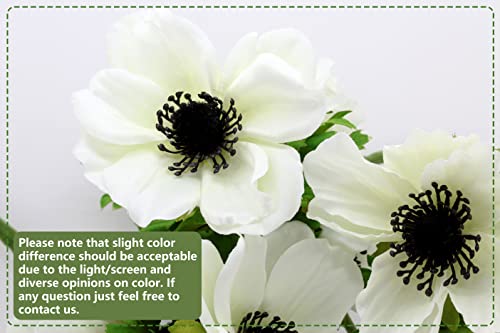 Silky Flower Store Artificial White Anemone Faux Stems, 6 Pack Artificial Flowers, UV Resistant Decorative Floral Stems 57cm 1 1 Product: Artificial Plants & Flowers 22.4" Anemone Faux Stems Blossom Tall Plant Outdoor Floral Arrangement Rustic Decoration Crafts Home Decor Holiday Wedding Parties 6Packs(Anemone White Flowers)