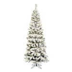 Product: Vickerman 7.5' Flocked Pacific Pencil Artificial Christmas Tree, Unlit - Lifelike Indoor Seasonal Home Decor - Maintenance Free Flocked Faux Christmas Tree