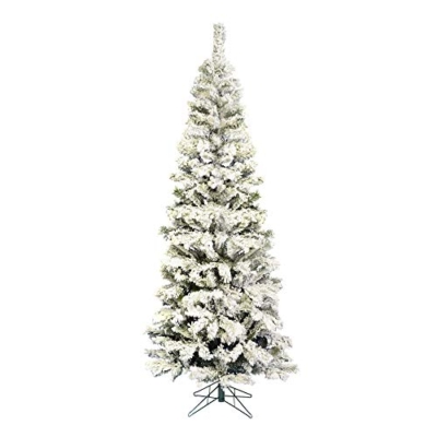 Product: Vickerman 7.5' Flocked Pacific Pencil Artificial Christmas Tree, Unlit - Lifelike Indoor Seasonal Home Decor - Maintenance Free Flocked Faux Christmas Tree