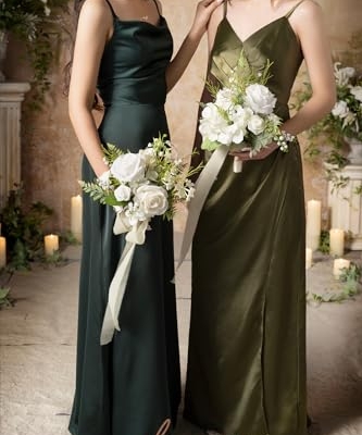 Silky Flower Store Artificial Lily of Valley Bridesmaid Bouquet, White Green Wedding Bouquet, Set of 4, 7 Inch 14 14 Product: Ling's Moment Artificial Flowers Lily of Valley White Bridesmaid Bouquet Set of 4, Green Wedding Flowers Bouquets for Bridesmaids, 7 Inch Bridal Bouquets for Bridesmaids, Wedding, etc