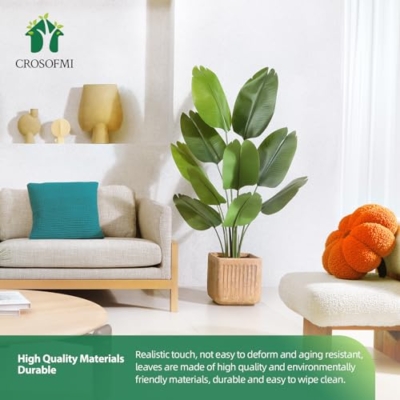 Product: CROSOFMI Artificial Bird of Paradise Plant 5 Feet Fake Tropical Palm Tree with 10 Leaves,Perfect Faux Plants in Pot for Indoor House Home Office Garden Modern Decoration Housewarming Gift,1Pack