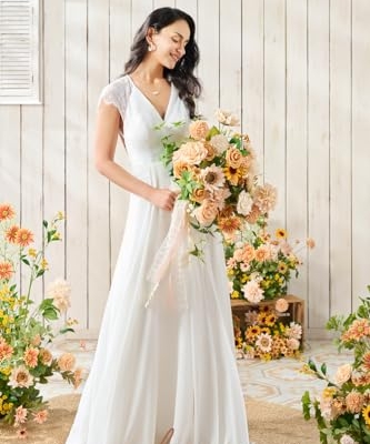 Silky Flower Store Sunflower Bridal Bouquet, Orange Wedding Bouquet for Bride, Silk Free Form Wedding Flowers, 15 Inch 12 12 Product: Ling's Moment Sunflower Bridal Bouquet, Orange Wedding Bouquets for Bride, 15 Inch Silk Free Form Bridal Bouquets Artificial Wedding Flower Bouquet