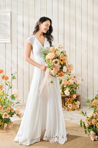 Silky Flower Store Sunflower Bridal Bouquet, Orange Wedding Bouquet for Bride, Silk Free Form Wedding Flowers, 15 Inch 3 3 Product: Ling's Moment Sunflower Bridal Bouquet, Orange Wedding Bouquets for Bride, 15 Inch Silk Free Form Bridal Bouquets Artificial Wedding Flower Bouquet