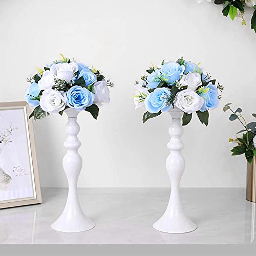 Product: QUTUNI 10Pcs Artificial Flower Ball Arrangement, Fake Floral Centerpieces Wedding Roses Bouquet for Parties Valentine's Day Wedding Centerpieces and Home Decor (Blue & White)