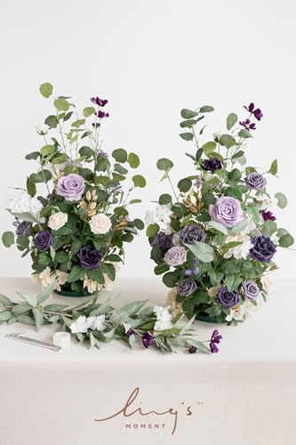 Silky Flower Store Artificial Wedding Flower Arrangements, Lilac Gold Faux Florals, Free Standing Arch Altar Decor, 41in x 22in 5 5 Product: Ling's Moment 41" Tall Free Standing Artificial Flowers Arrangements 2 pcs Wedding Arch Altar Stage Decorations Lilac Gold for Ceremony Reception Rose Fake Floral Party Outdoor Centerpieces Decor