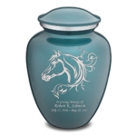Product: Geturns Embrace Adult Personalized Horse Cremation Urns for Human Ashes I Large Teal Funeral Urn for Men and Women I 200 lbs