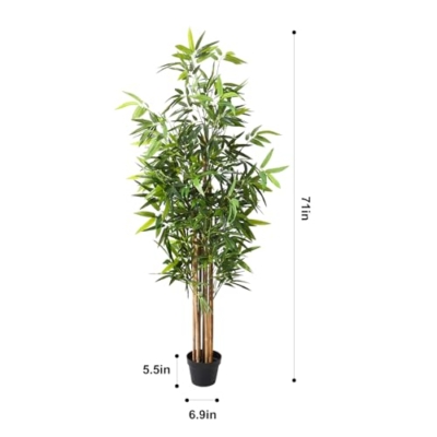 Product: Generic 6 ft Artificial Bamboo Tree Greenery Plants Decor in Pot for Indoor Home Office Decoration 71 inch