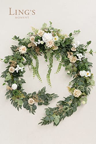 Product: Ling's Moment 9FT Flower Garland for Backdrop Decoration - Wedding Arch Flowers, Eucalyptus & Rose, Artificial Floral Garland for Mantle - Sweetheart Table Decor for Ceremony, Christmas, Emerald Tawny