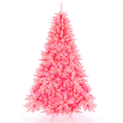 Artificial Christmas Tree Classic Xmas Pine Tree with Solid Metal Stand 5/6/7 FT Unlit Pink - Artificial Flower Arrangements Product: Artificial Christmas Tree Classic Xmas Pine Tree with Solid Metal Stand 5/6/7 FT Unlit Pink
