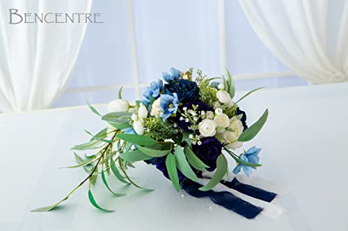 Silky Flower Store Navy Blue Bridal Bouquet, Cascading Wedding Bouquet, Faux Roses Eucalyptus, Wedding Decor, 12 Inch 6 6 Product: BENCENTRE 12 Inch Navy Blue Bridal Bouquet, Cascading Bouquet, Wedding Bouquet,for Wedding Ceremony Anniversary, Bridal Party and French Rustic Vintage Wedding, Artificial Flowers