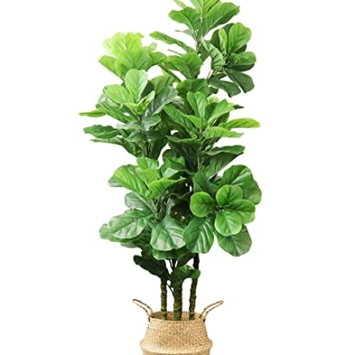 Product: LOVMOR 6ft Artificial Fiddle Leaf Fig Tree with Woven Seagrass Plant Basket and Realistic Moss,Artificial Plants for Modern Home Office Living Room Floor Decor Indoor