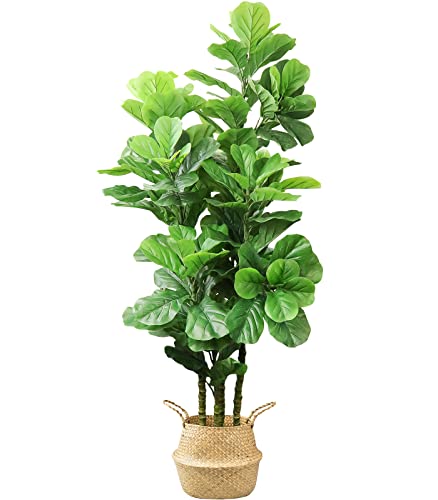 Product: LOVMOR 6ft Artificial Fiddle Leaf Fig Tree with Woven Seagrass Plant Basket and Realistic Moss,Artificial Plants for Modern Home Office Living Room Floor Decor Indoor