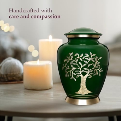 Product: Trupoint Memorials Cremation Urns for Human Ashes, Tree of Life Decorative Burial Urn for Adult Men and Women, Large Dark Green