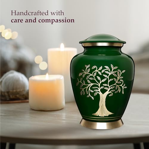 Product: Trupoint Memorials Cremation Urns for Human Ashes, Tree of Life Decorative Burial Urn for Adult Men and Women, Large Dark Green