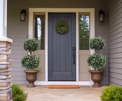 Product: BLONYUVC 3Ft-35'' Artificial Boxwood Double Ball Topiary Trees,2PACK Faux Topiaries Tree Store Garden Indoor&Outdoor for Porch Home Decor