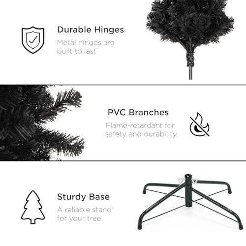 Silky Flower Store Black Artificial Christmas Pencil Tree, 290 Tips, Metal Base, Space Saving Modern Holiday Decor, 4.5ft 5 5 Product: Best Choice Products 4.5ft Black Artificial Holiday Christmas Pencil Tree for Home, Office, Party Decoration w/ 290 Tips, Metal Hinges & Base
