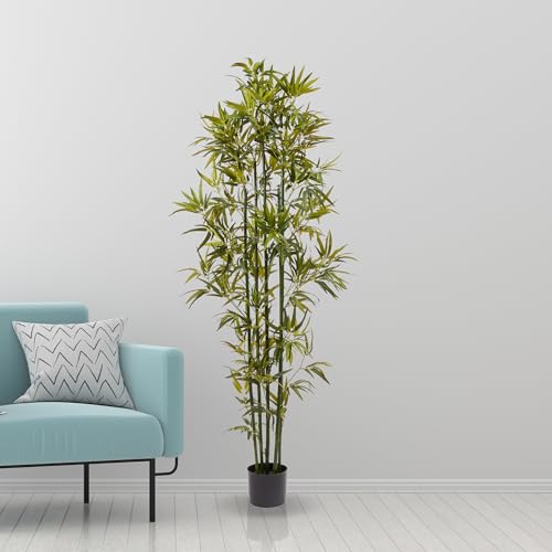 Product: Artificial Bamboo Tree - 6FT Fake Plant with Adjustable Leaves and Pot - Faux Plants Indoor for Home, Restaurant, or Office Décor by Pure Garden
