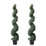 Product: 5' Artificial Cypress Spiral Boxwood Topiaries Tree in Plastic Pot Outdoor and Indoor Home Decor (2 Pack)